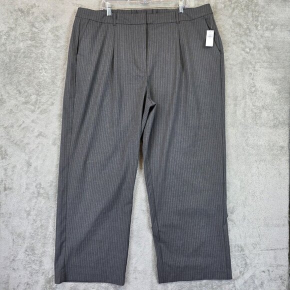 Old Navy Pants Womens XXL Gray Pinstripe Extra High-Rise Taylor Wide Leg Trouser - Picture 1 of 12